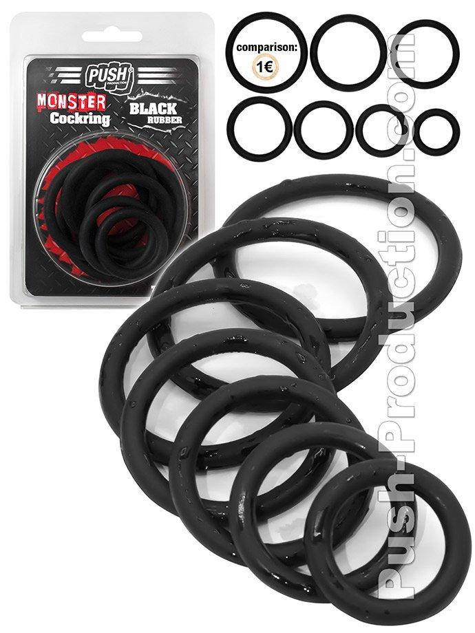 

Набор колец эрекционных Push Monster - Black rubber Cockring 7 шт, Черный