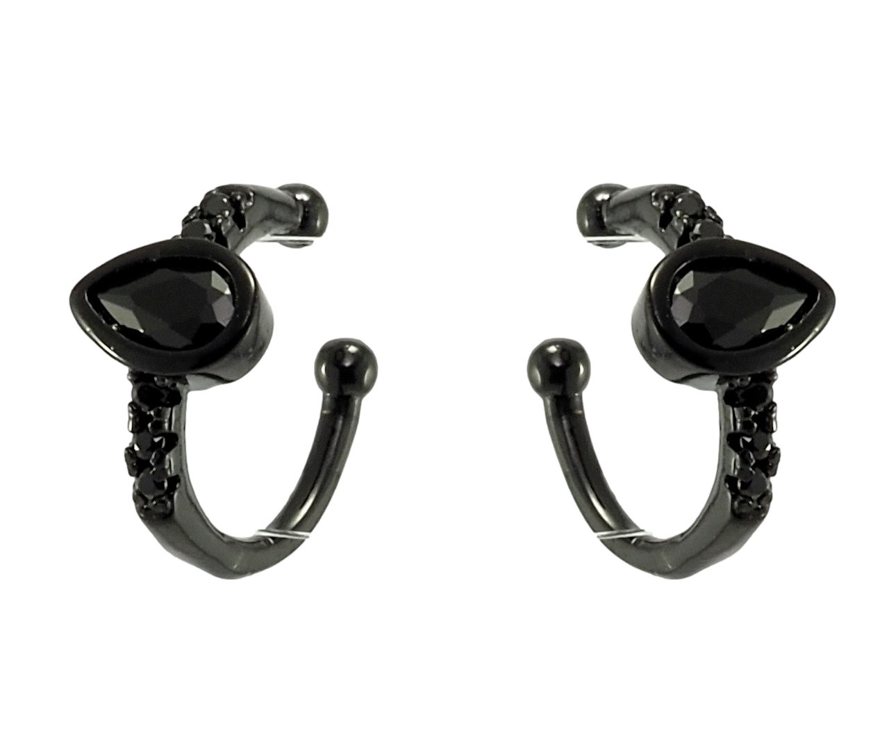 

Серьги Xuping Позолота Black (черное золото) каффы "Капельки с черными фианитами"