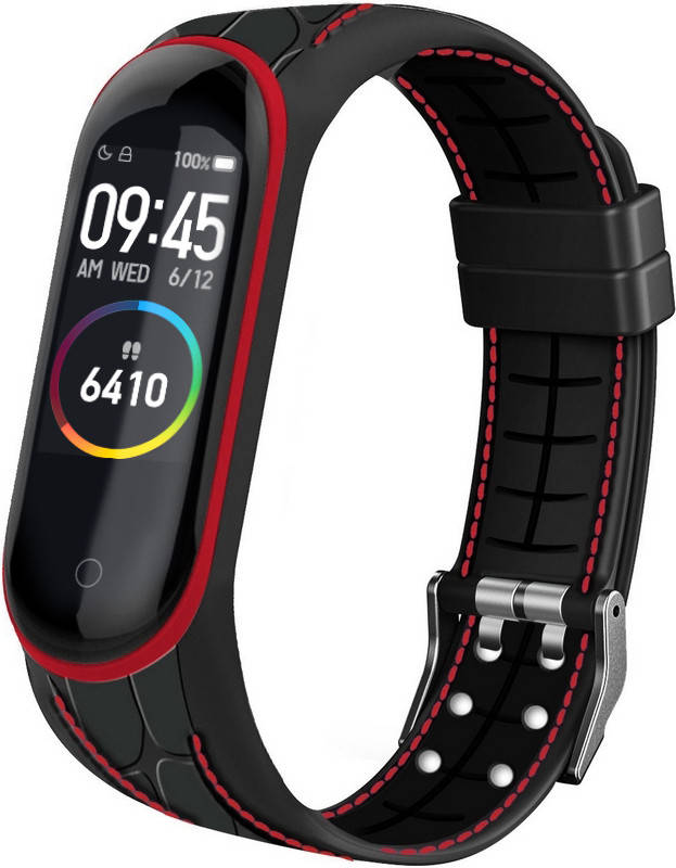 

Силиконовый ремешок Cobra для Mi Band 4 Black Red (Сяоми Ми Бэнд 4)