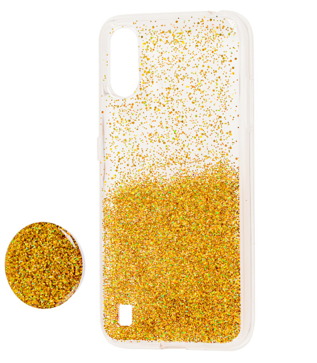 

Чехол силиконовый Fashion popsoket для Samsung Galaxy A01 A015 gold (самсунг а01), Золотистый