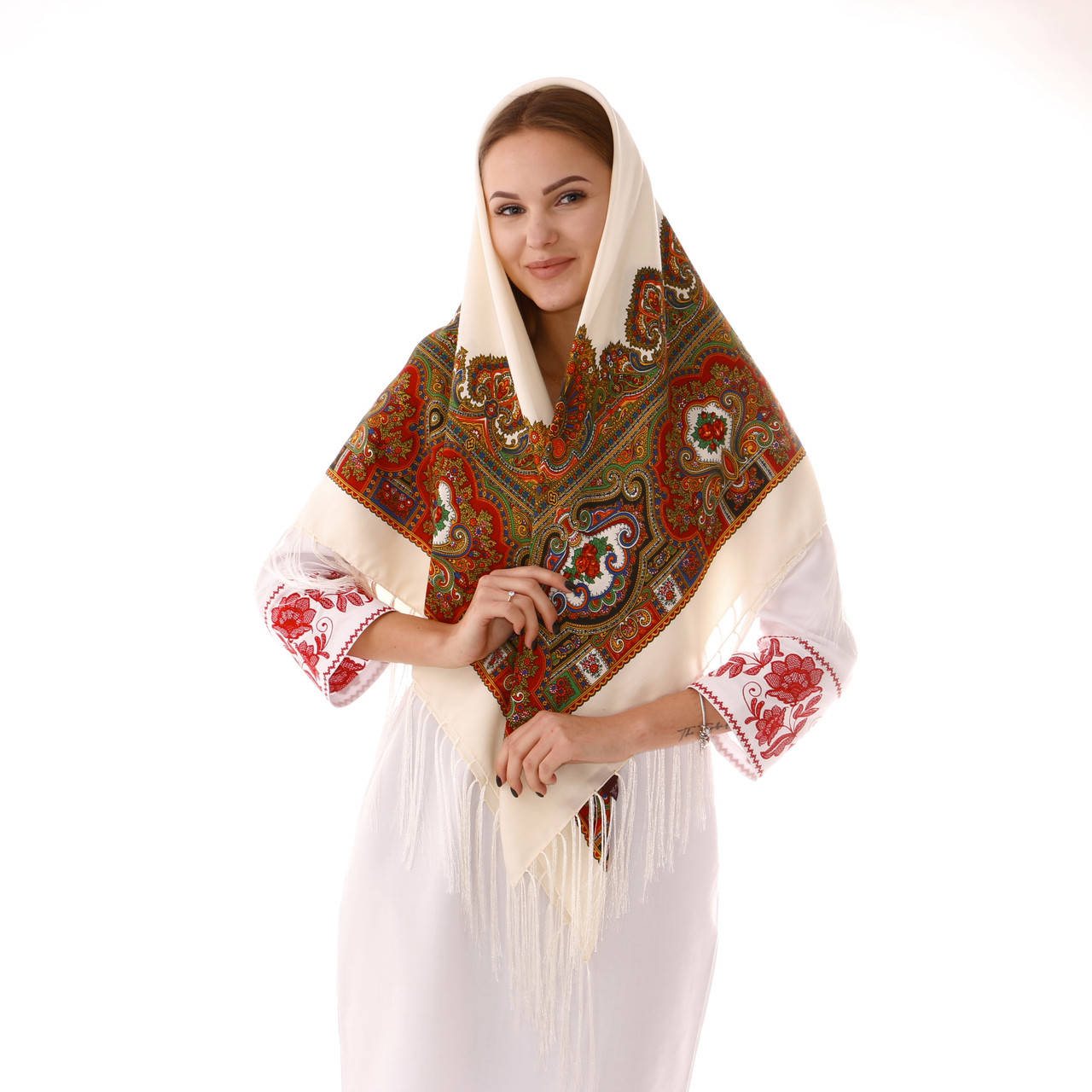 

Хустка вовняна кремова Т120/326