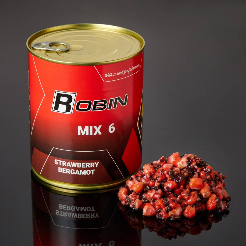 

Прикормка ROBIN микс -6 зерен 900 мл. клубника / бергамот