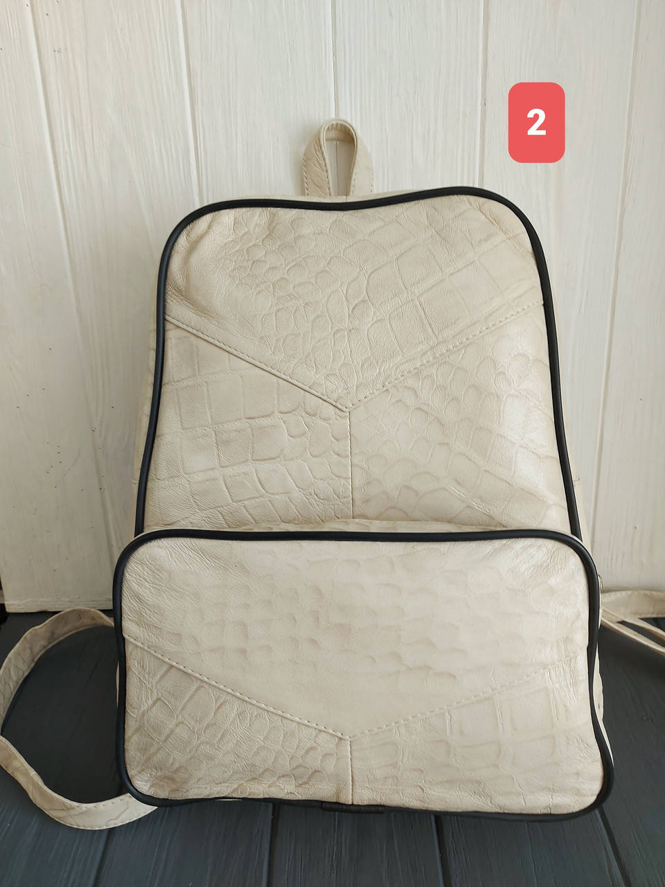 

Кожаный женский рюкзак сумка молочный натуральная кожа Турция городской рюкзак