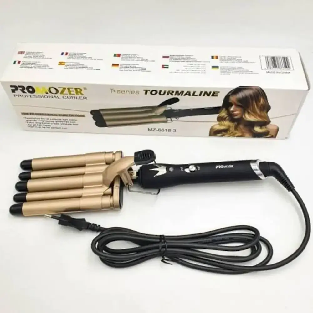 

Профессиональная тройная плойка 5 волн для волос Pro Mozer Mz-6618 / Плойка щипцы волна для завивки волос