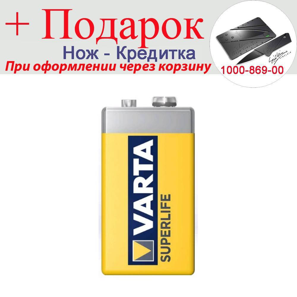 

Батарейка сольова Крона Varta 6F22 9V Жовтий з сірим
