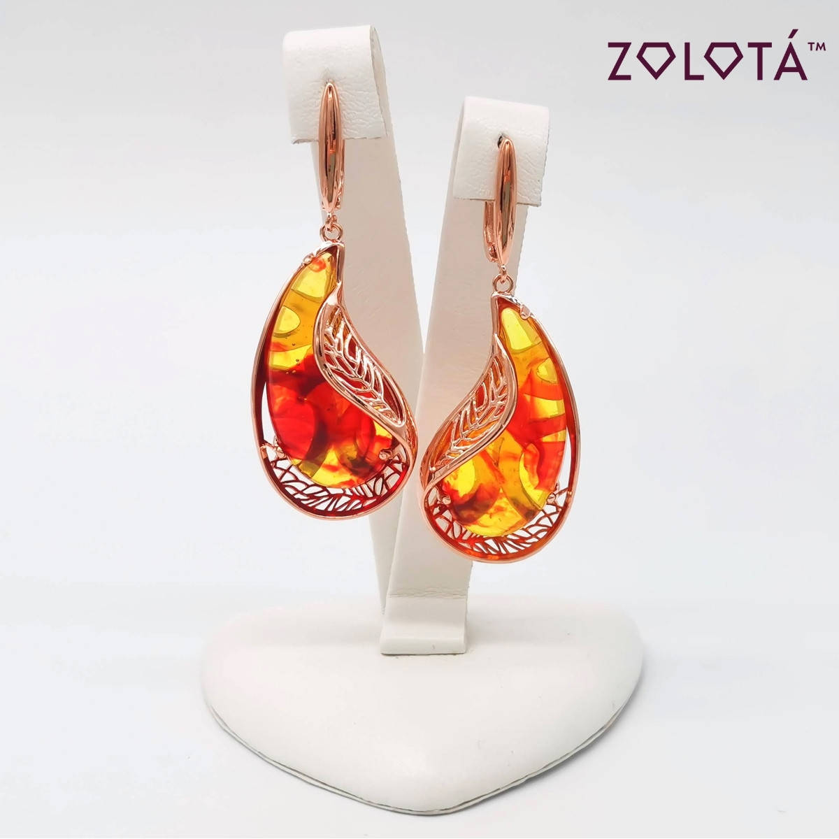 

Серьги Zolota, размер 53х20 мм, янтарь (иммит.) оранжевого цвета, вес 10 г, позолота PO, ЗЛ01339 (1)