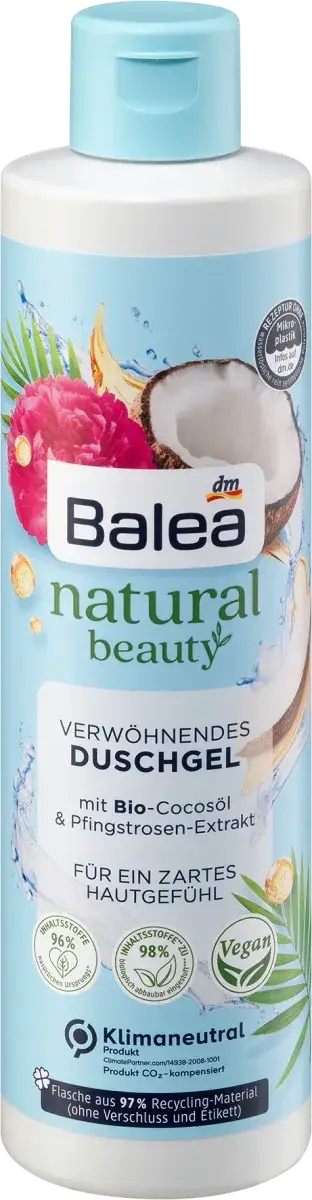 

Гель для душа Balea Natural Beauty Kokos & Pfingstrose, 250 мл.