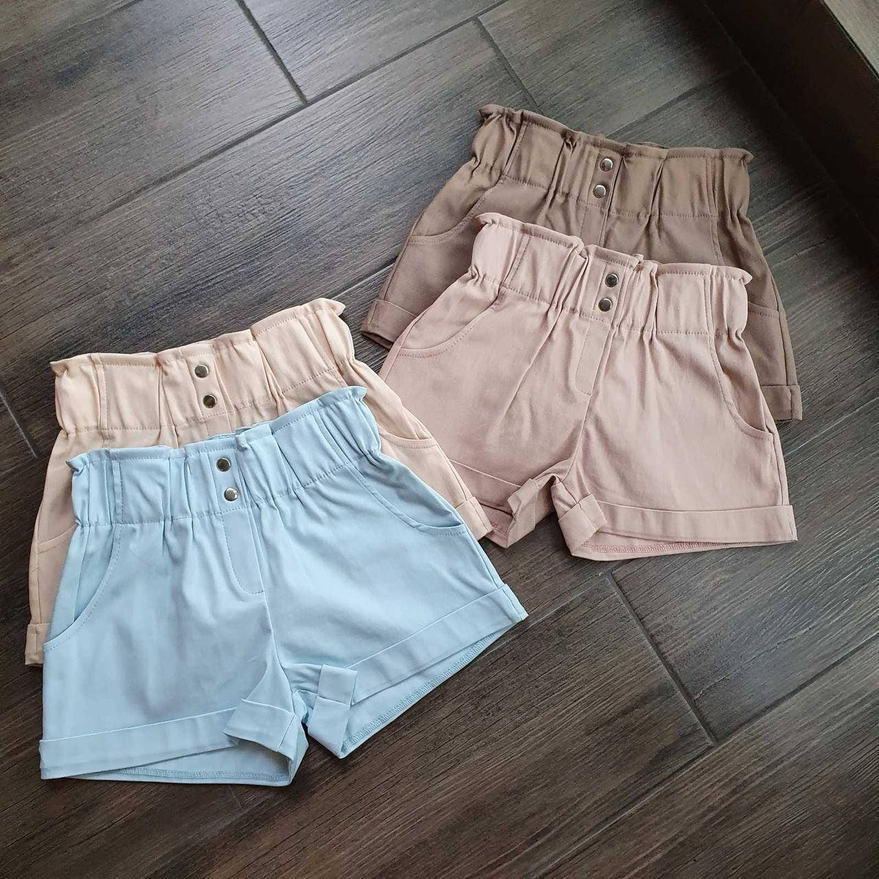 

Стильные подростковые шорты коттоновые момы для девочек на рост 134,140,146,152,158см Голубой, 152