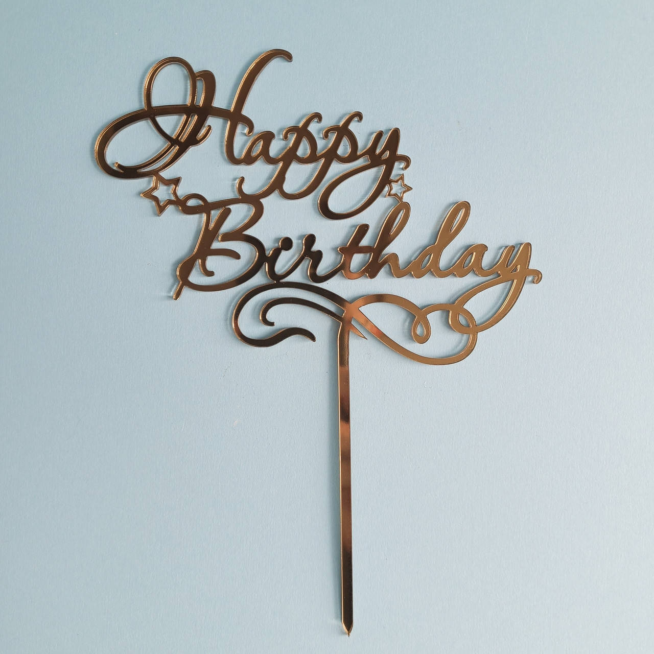 

Пластиковый топпер Happy birthday звездочки - золото