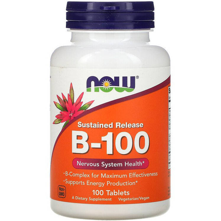 

Витамины группы В NOW Foods "B-100" с замедленным высвобождением (100 таблеток)