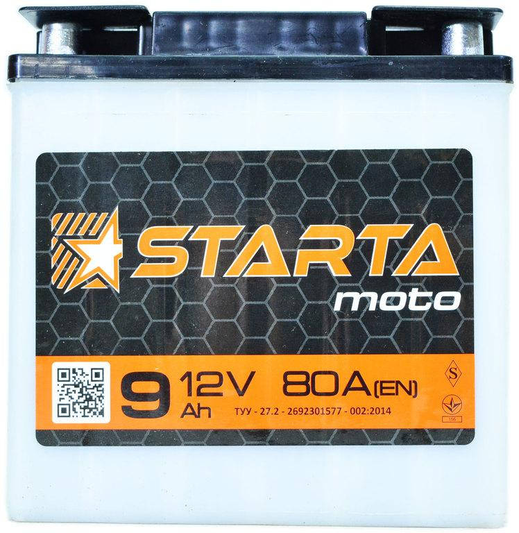 

Аккумулятор мото 12v 9Ah 80А Starta клемма (сухозаряженный без электролита)