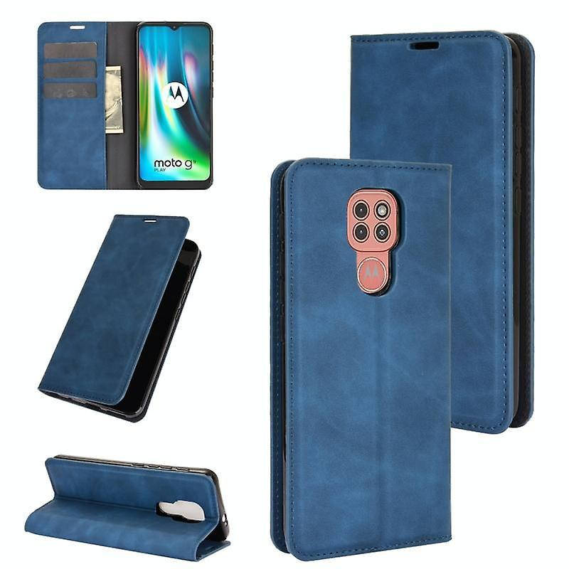 

Чехол Taba Retro-Skin для Motorola Moto G9 Play книжка кожа PU с визитницей синий