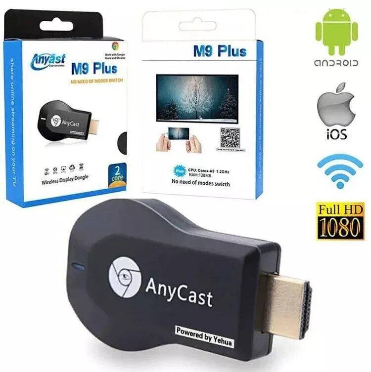 

Медиаплеер Miracast AnyCast m9 Plus с встроенным Wi-Fi модулем, Черный