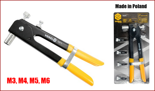

Ручной заклепочник для резьбовых заклепок М3-М6 Vorel 70270