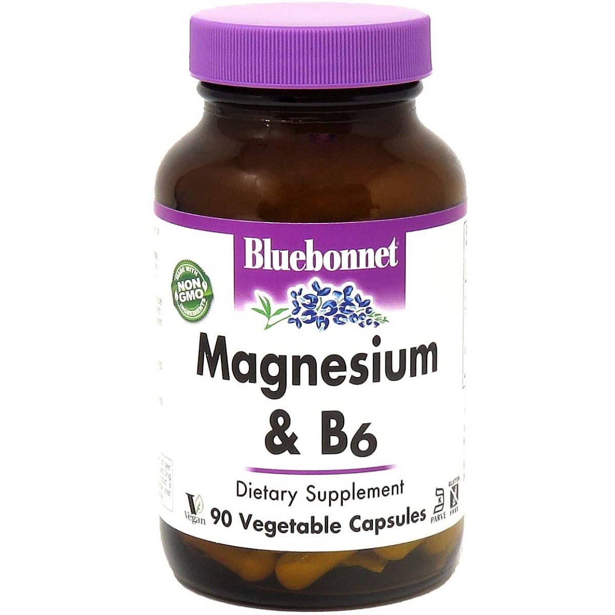 

Магний + Витамин В6, Bluebonnet Nutrition, 90 вегетарианских капсул