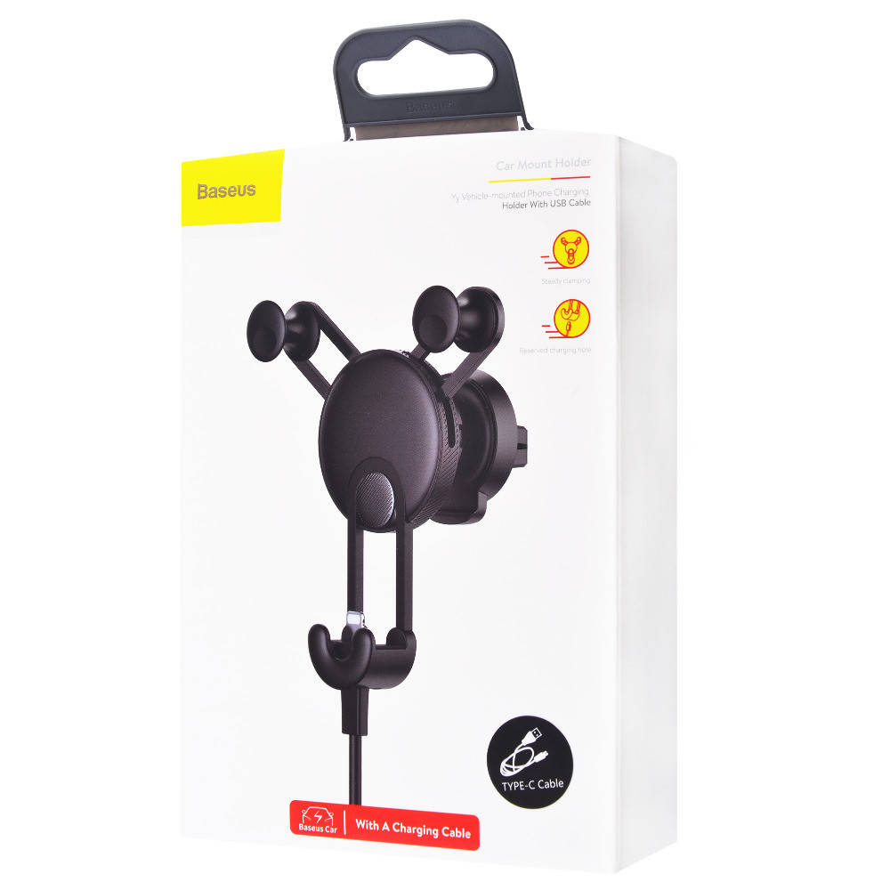 

Автодержатель Baseus YY Vehicle-Mounted with Type-C Cable (black), Черный