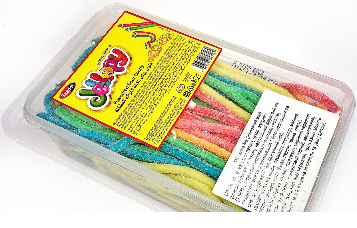 

Жевательные конфеты Jellopy мармеладные палочки в сахаре 1,5 кг