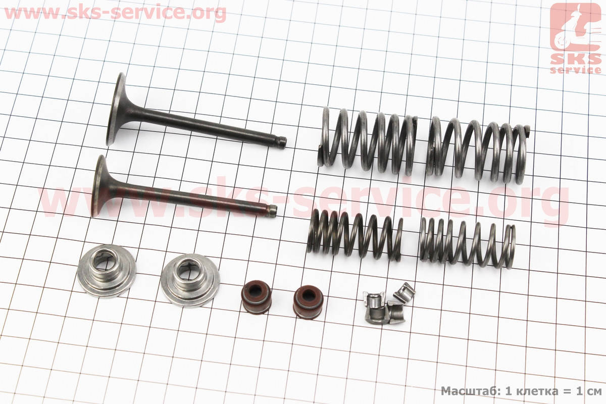 

Клапан впуск., вып. полный к-кт (клапан, сальник, пружина, сухарь) 150сс