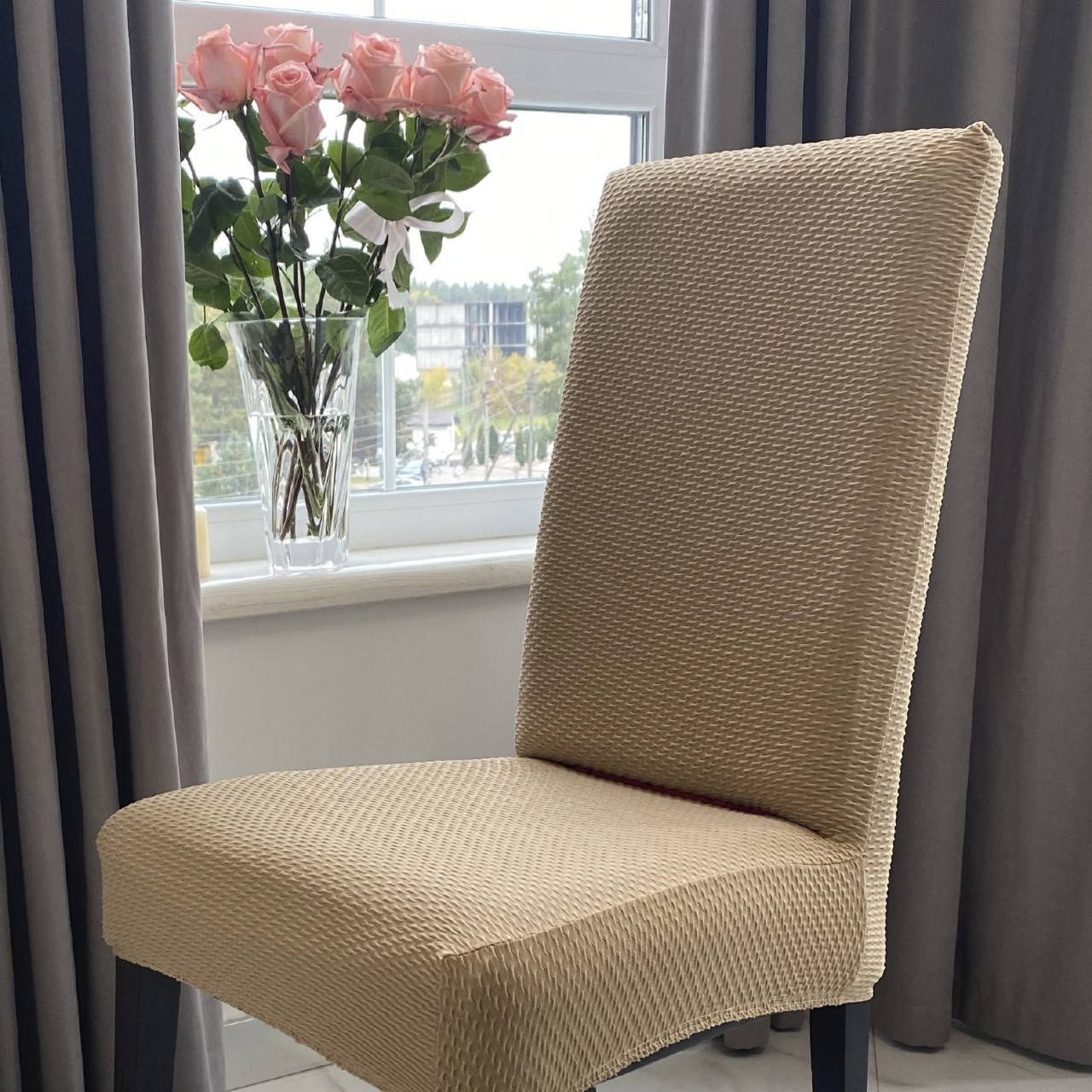 

Чехол на стул. ИТАЛИЯ. Бежевый