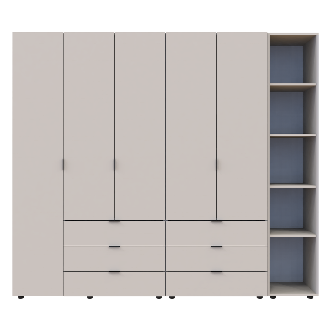 Розпашна Шафа для одягу Doros Гелар з Етажеркою Кашемір 2+3 ДСП 231.9х49.5х203.4 (80737650) 5