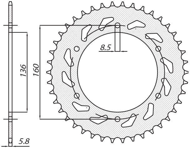 

SUNSTAR ЗВЕЗДА ЗАДНЯЯ 3552 42 APRILIA PEGASO 600 '90-'93, PEGASO 650 '92-'04, BMW F650/SUN1-3637-42