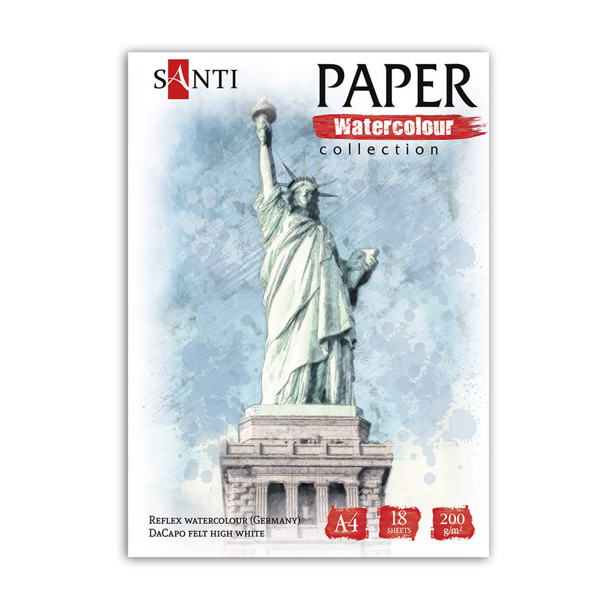 

Набор акварельной бумаги SANTI City А4 Paper Watercolor Collection 18 л 200г/м2 (130511), Белый