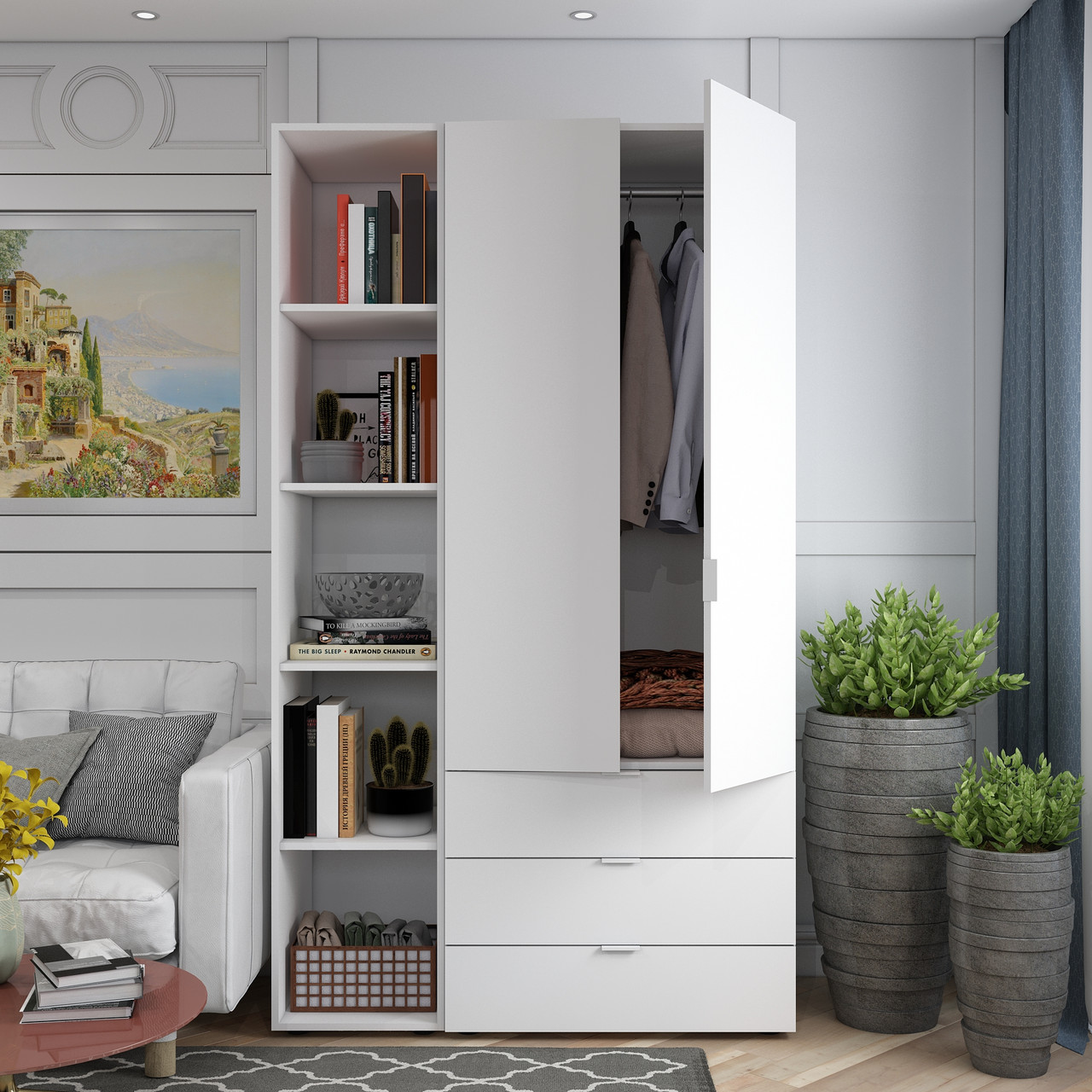 Комплект Doros Гелар з Етажеркою Білий 2 ДСП 115.7х49.5х203.4 (42005029) 2