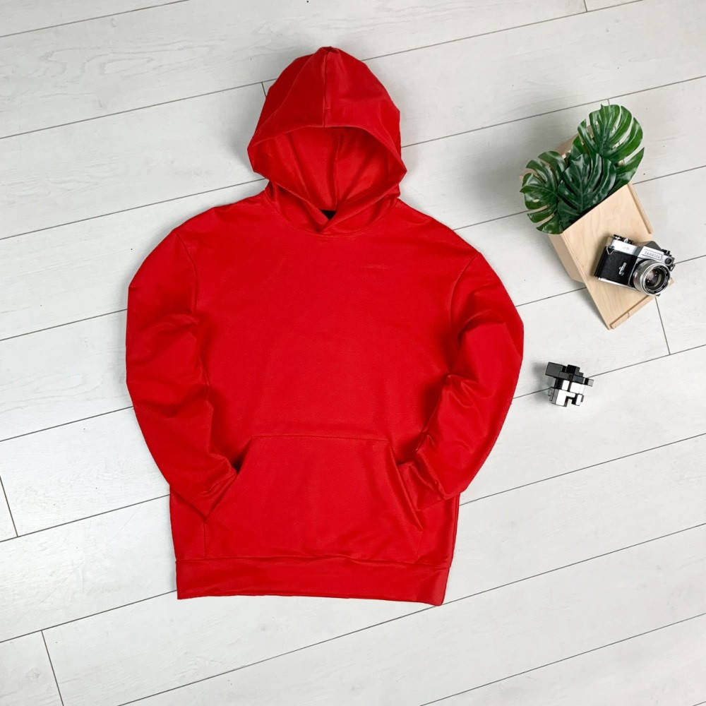 

Худи мужское лёгкое весенне - осеннее хлопковое стандартное без принта Pobedov 97, Красный