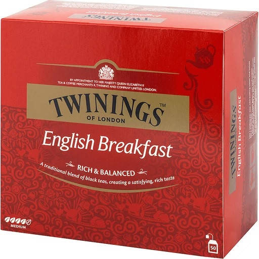 

Чай Черный Twinings English Breakfast Tea 50 пакетиков 100 г Англия