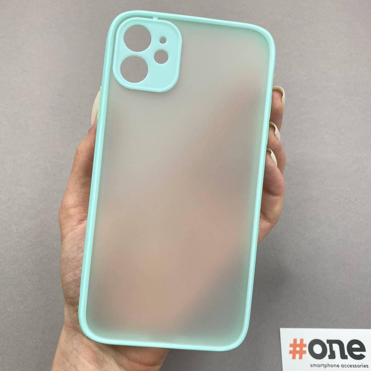 

Чехол для iPhone 11 с цветным ободком матовый плотный чехол на телефон айфон 11 бирюзовый TCB
