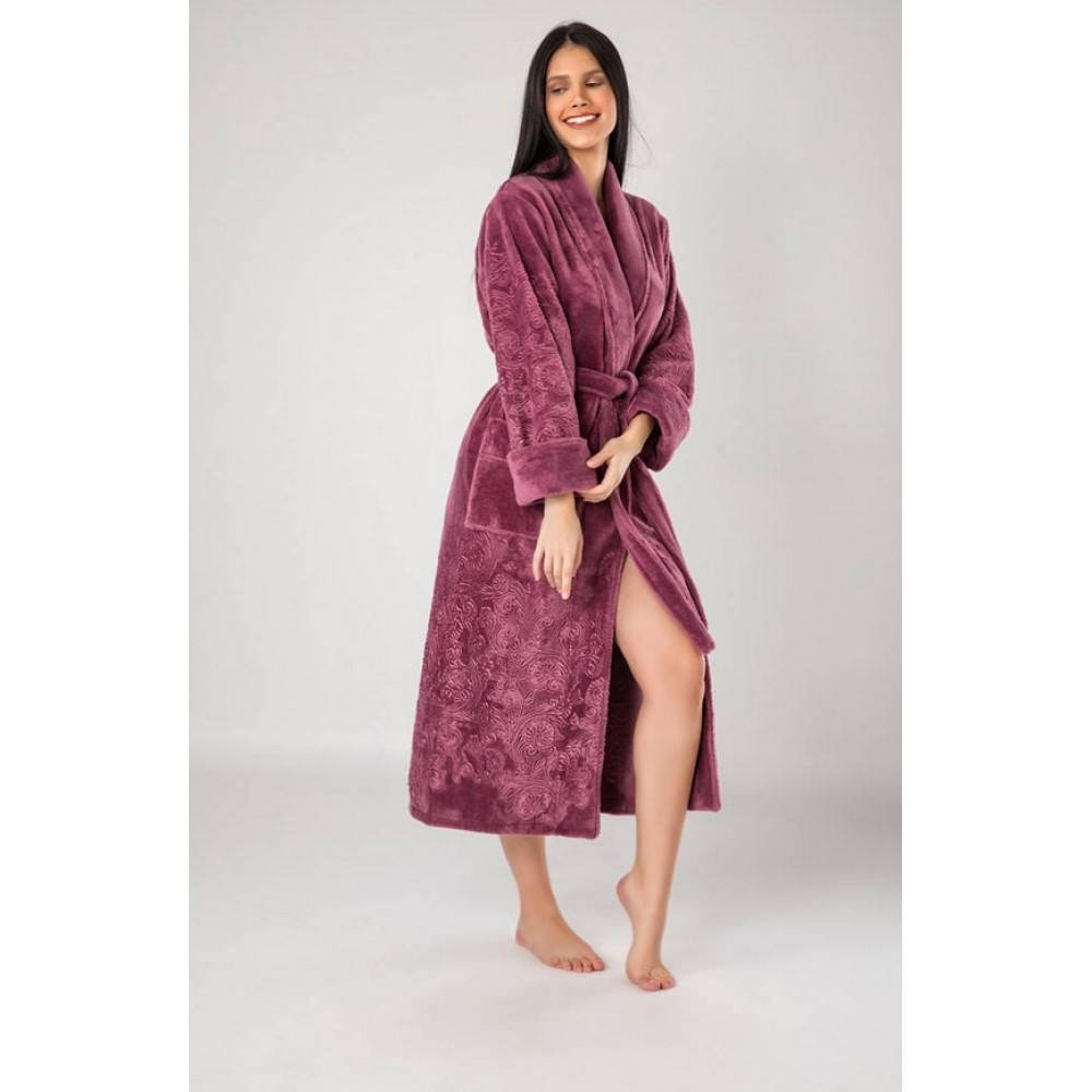 

Халат женский Nusa 8655 murdum без капюшона бамбук/махра;l/xl, Фиолетовый