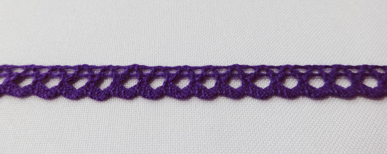 

Кружево лен 9 мм фиолетовое одностороннее, Фиолетовый