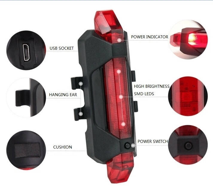 

Фонарь габаритный задний BC-TL5411 5 светодиодов USB (красный)