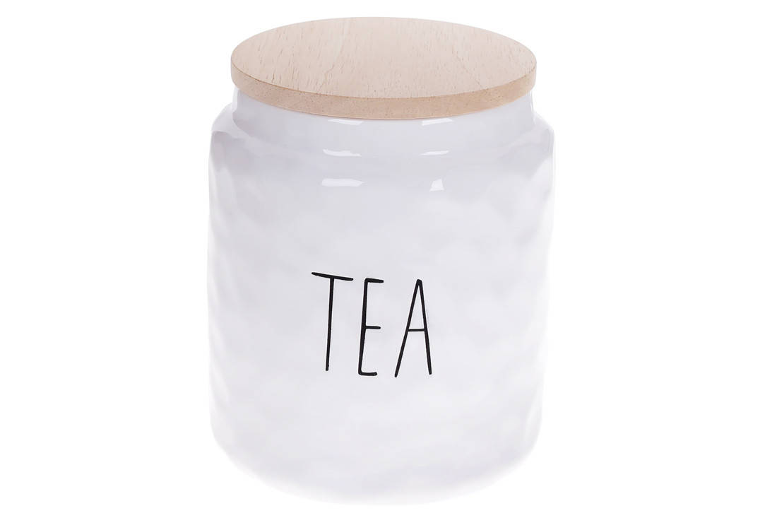 

Банка с бамбуковой крышкой Чай 1500мл Bianco, цвет - белый