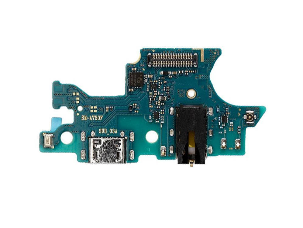 

Нижняя плата Samsung A750 A7 2018 с разьемом зараядки, наушников и микрофоном сервисный оригинал с разборки