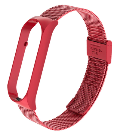 

Металлический браслет красный для фитнес трекера Xiaomi mi band 5 / Xiaomi mi band 6