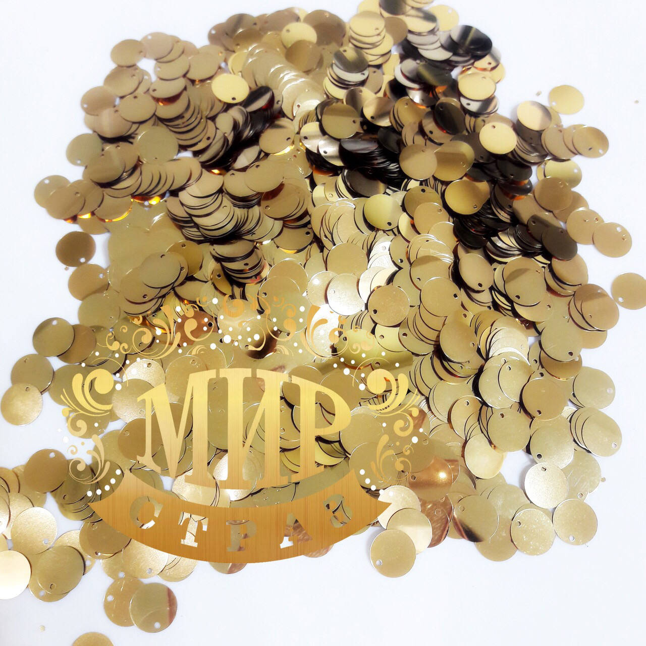 

Пайетки Gold 10мм(боковое отверстие ), упаковка 10 гр