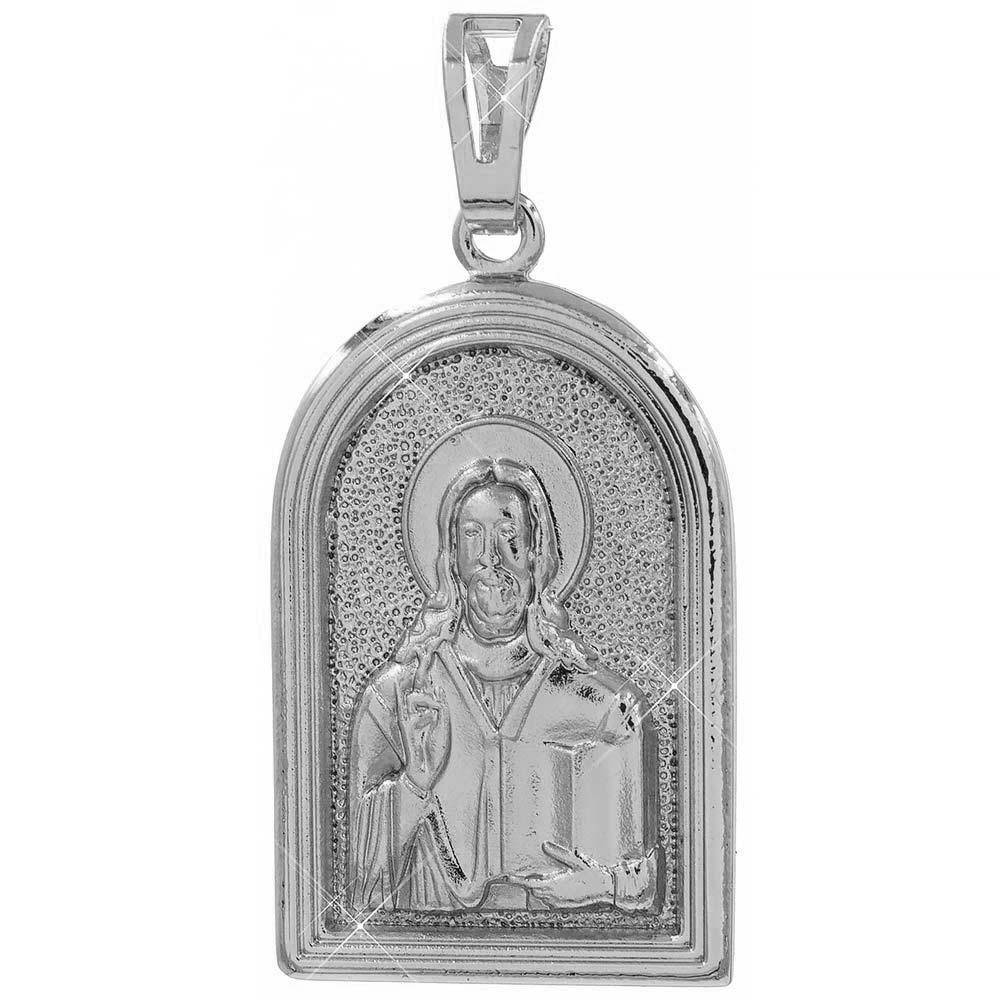 

Подвеска Ладанка Иисус родиум 2,7 см (Медицинское золото)