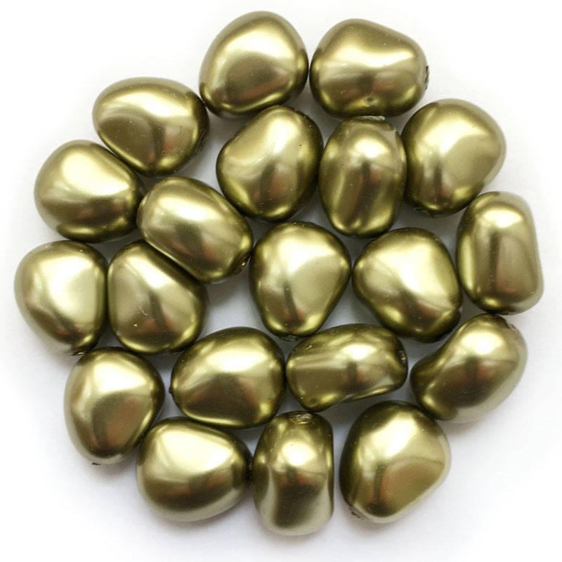 

Жемчуг неправильной формы Preciosa (Чехия) 11х9.5 мм Light Green, Белый