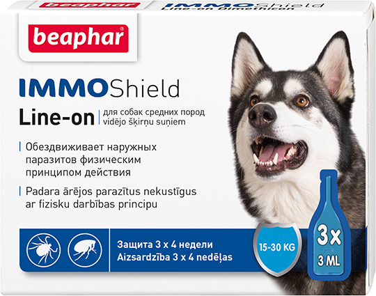 

Капли от блох и клещей для собак весом 15-30 кг Beaphar IMMO Shield 3 шт/уп