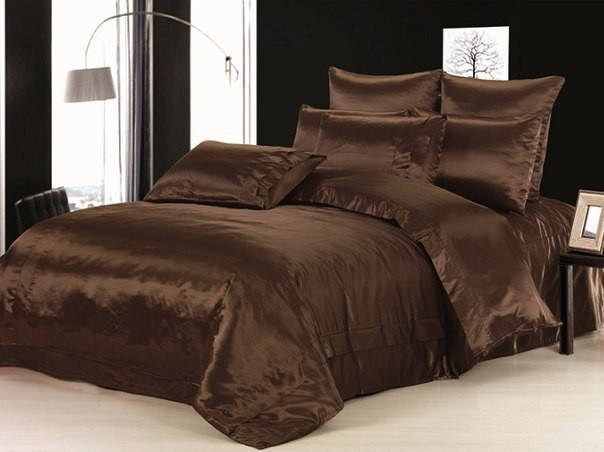 

Евро комплект постельного белья из атласа Шоколад, Коричневый