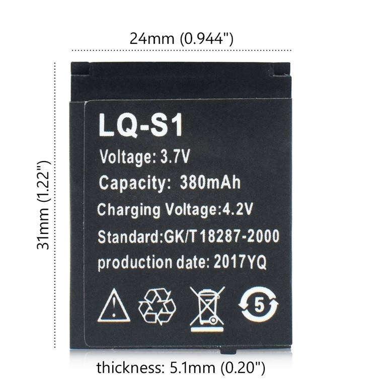

Батарея аккумулятор для смарт часов Smart LQ-S1 380 mAh, DZ09, A1, V8, GT08, X6, 2021 года