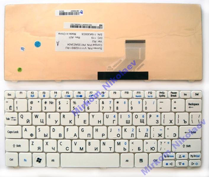 

Клавиатура Acer Aspire One Happy, Happy 2, ZE7 ZE9, Белый