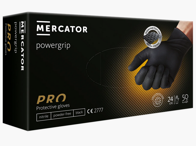 

Перчатки нитриловые Mercator Medical Powergrip (black) 50 шт Черные, Черный