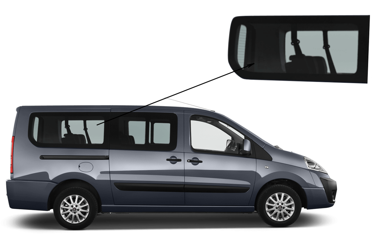 

Боковое стекло длинная база Citroen Jumpy 2007-2016 заднее правое