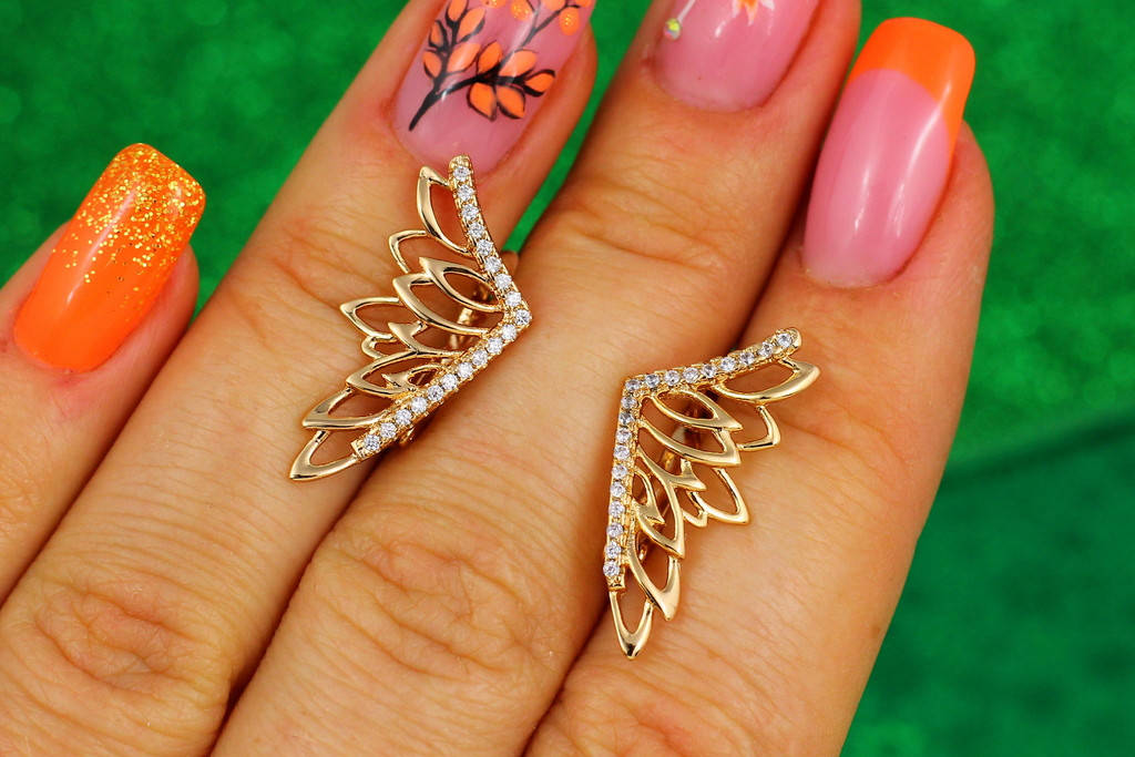 

Серьги Xuping Jewelry крылышки треугольные 2,5 см золотистые