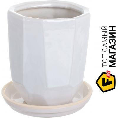 

Viet Thanh Ceramic Горшок с блюдцем многоугольник 16х18 см VT.10972-3 фигурный белый