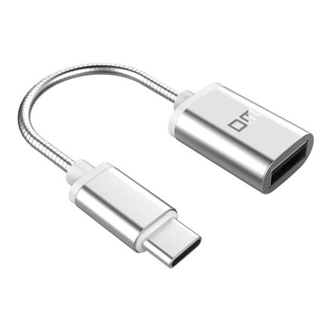 

OTG переходник DM AD007 Type C to USB Серебро, Серый