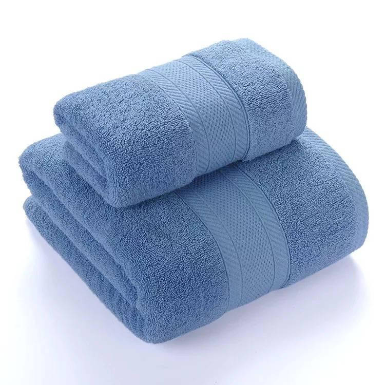 

Набор высококачественных махровых полотенец из чесаного хлопка 2 шт: 70х140 и 35х80 см – 100% хлопок – Синий