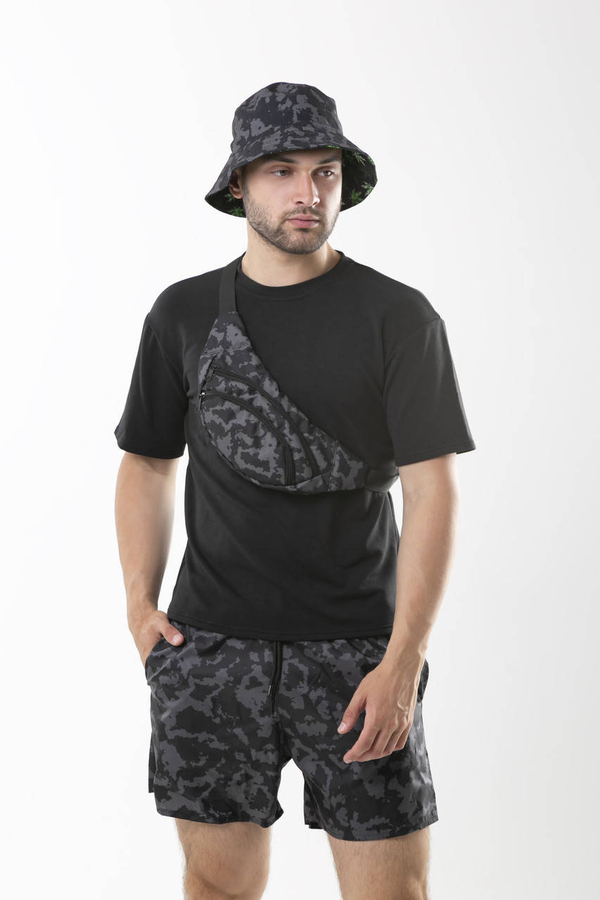 

Панама Intruder камуфляж/гербарий двусторонняя + бананка серый camouflage+ шорты Breeze костюм летний серый